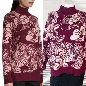 Liz Claiborne floral mock neck oversized sweater